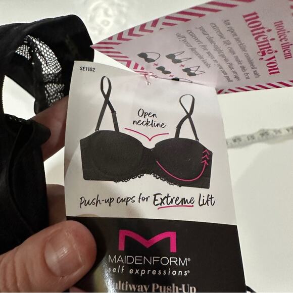 Maidenform Black‎ Push Up Convertible Straps Formed Cups Bra Size 34A - Picture 6 of 7